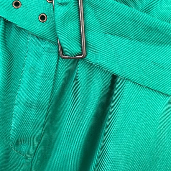 M By Missoni Dress Pants Green Silk Built-in D-Belt Straight Cut Trousers - Picture 9 of 13